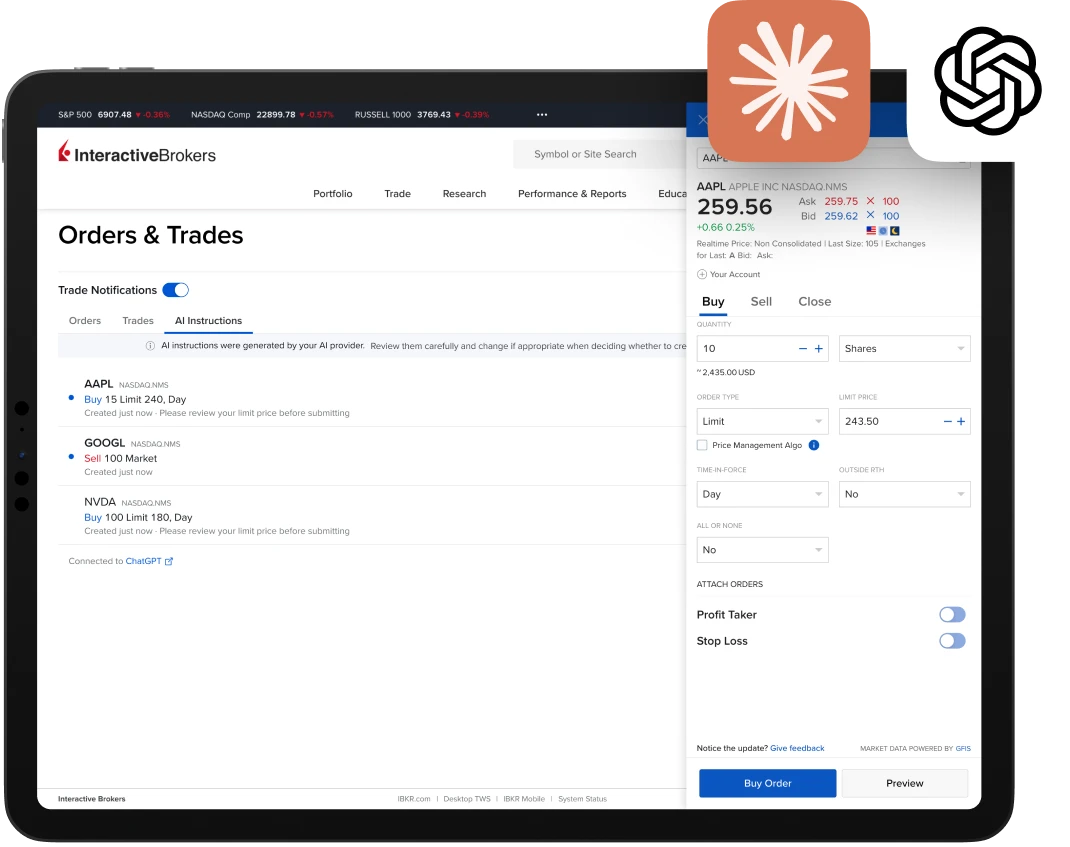 Ejemplo de 'Integración de IA' de IBKR en el Portal del Cliente